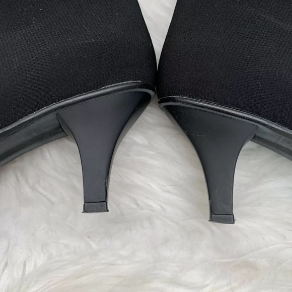 Stuart Weitzman Gore-Tex Suede Trim Block Heel Square Toe Black Boots - Picture 8 of 11